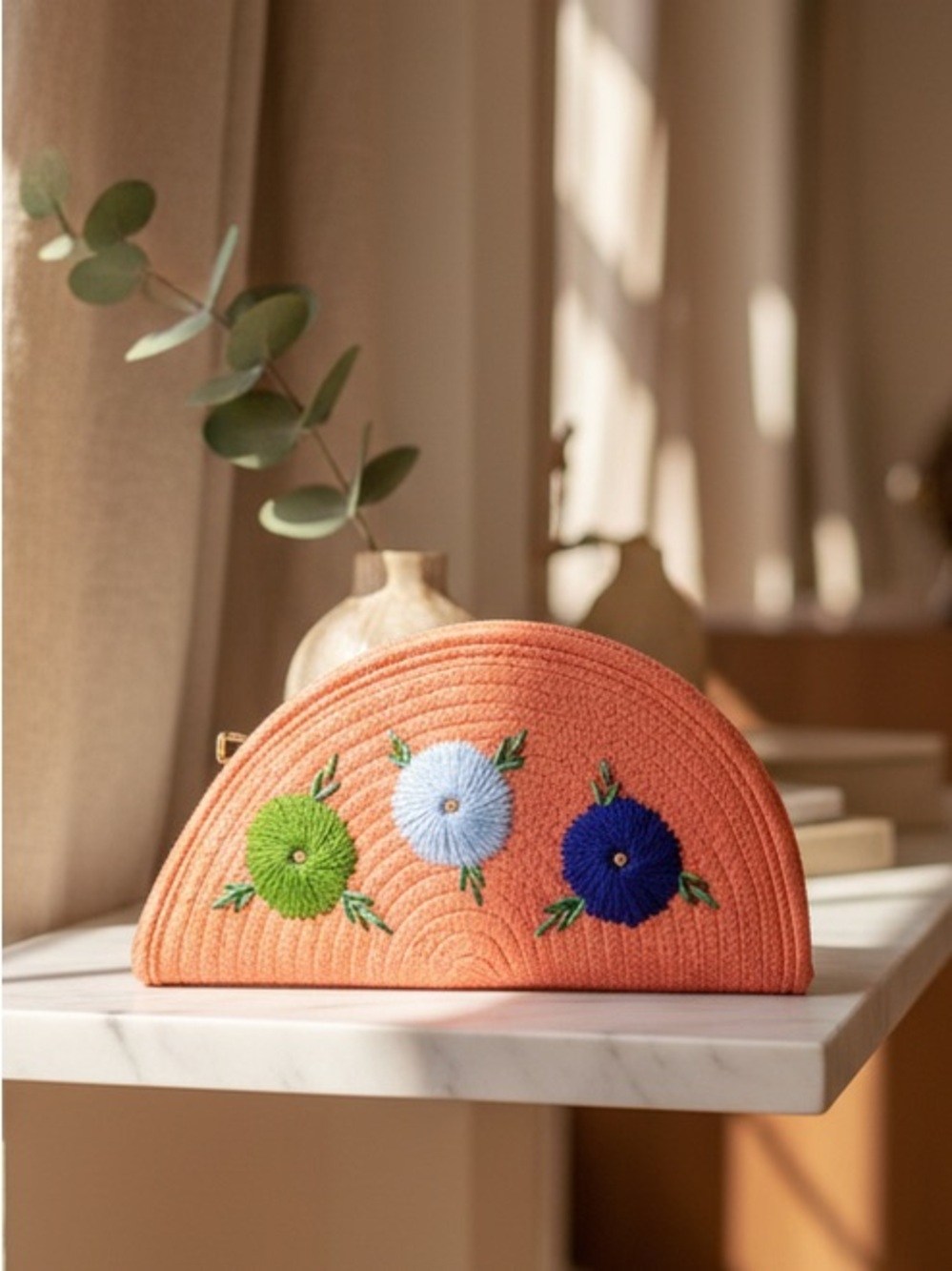 Handwoven Embroidered Jute Clutch Pouch Bag